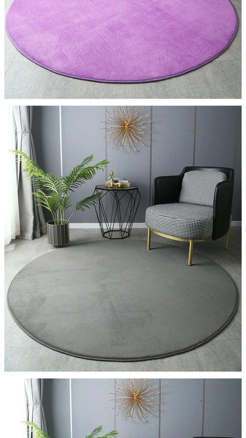 Round Coral Velvet Carpet for Living Room Coffee Table Floor Rug Short Plush Foot Mat for Children's Play